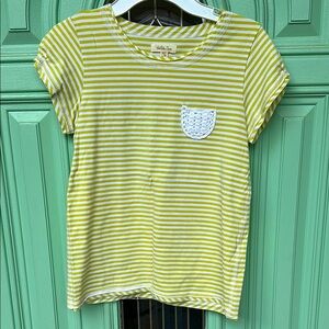 Matilda Jane Girls Size 12 Yellow and White Short Sleeve Tee